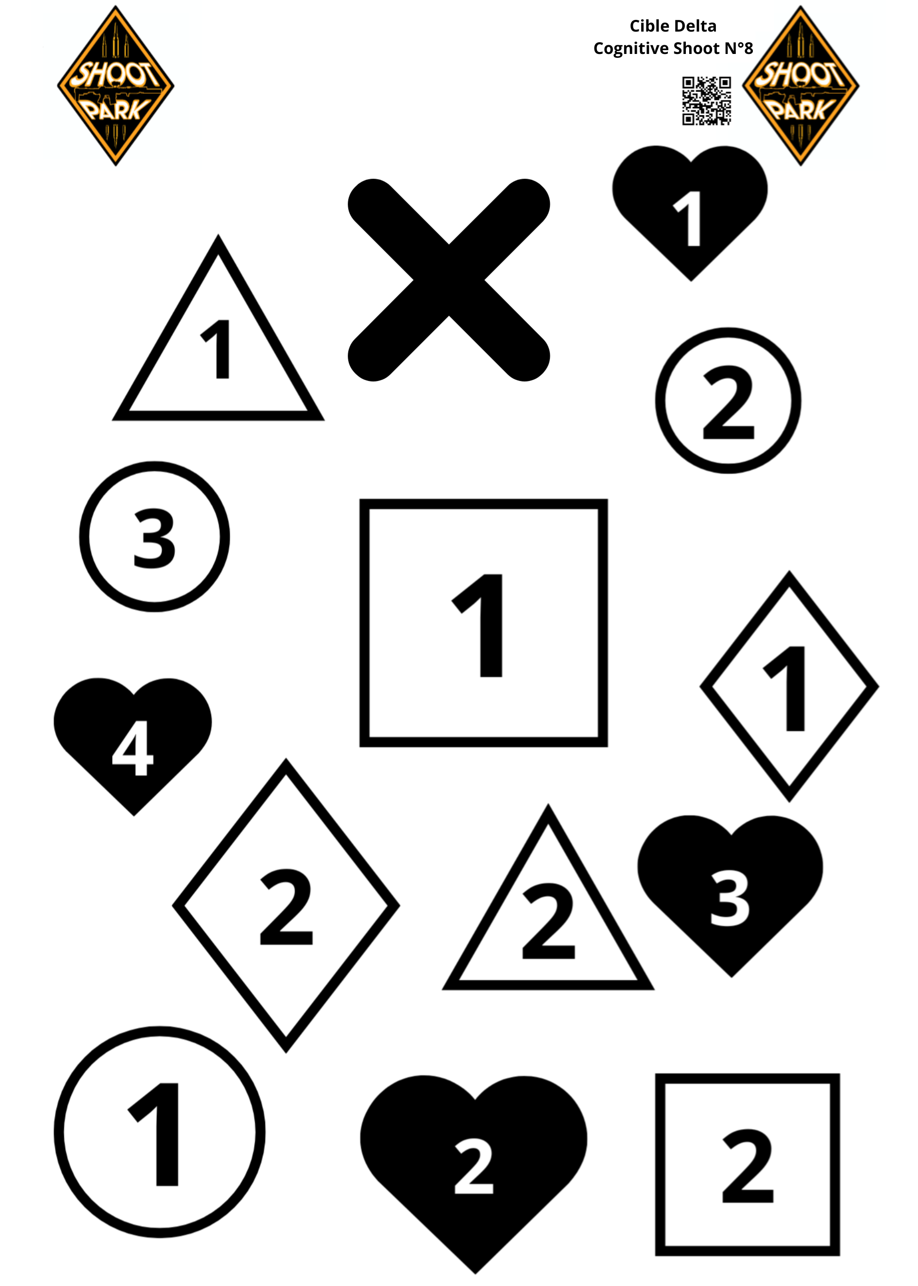 cible congitive, cible shoot park, cible avec forme et numéro