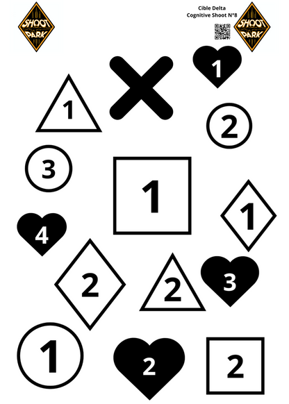 cible congitive, cible shoot park, cible avec forme et numéro