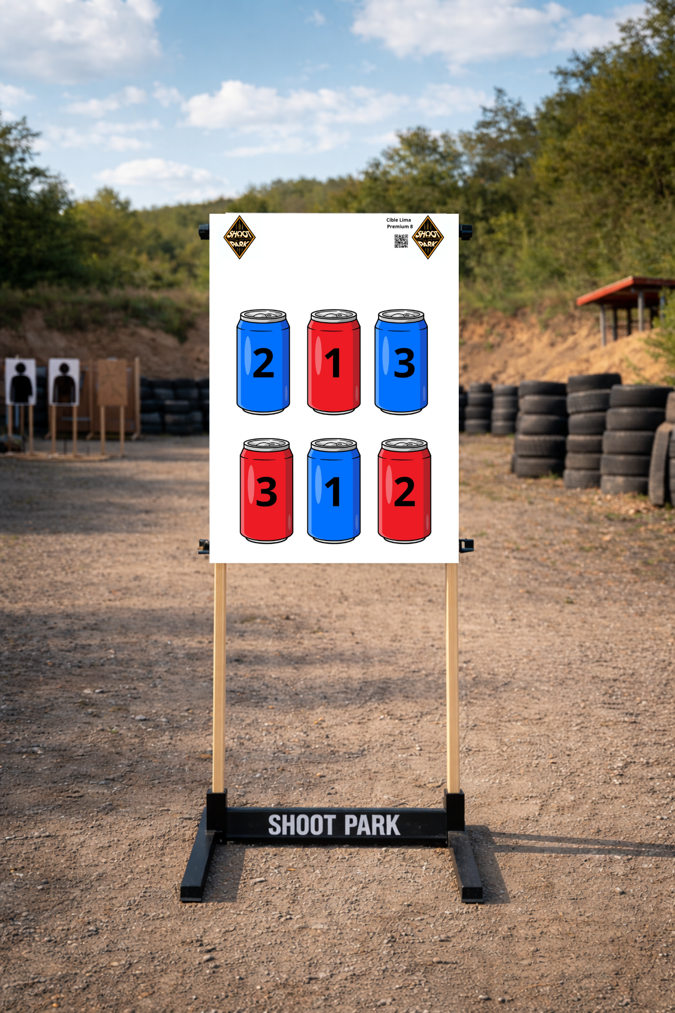 cible fun shoot pour tir sportif avec plusieurs canette de couleur